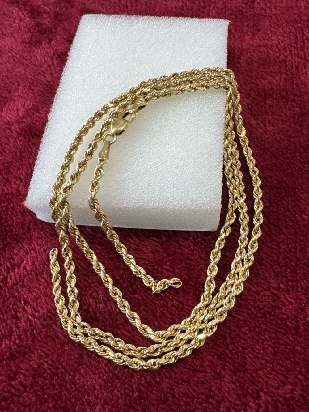 10K Yellow Gold Rope Chain 24”+ 2.5mm 4.7g Broken Needs Solder Lobster Clasp